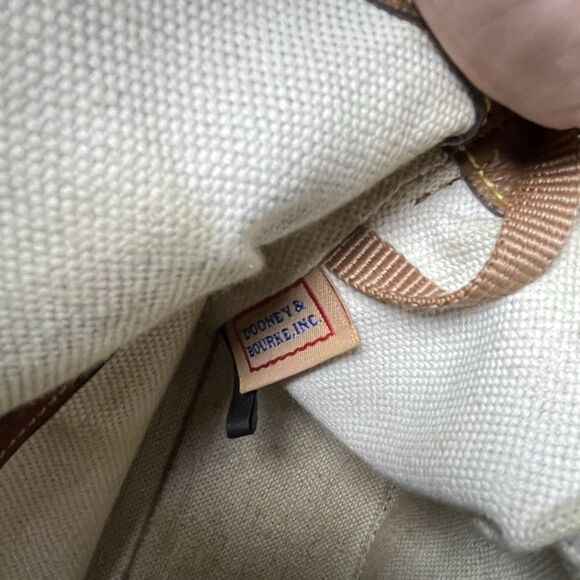 Dooney & Bourke Purse Florentine Tan Pebbled Leather Domed Satchel Front Zip - Picture 10 of 11